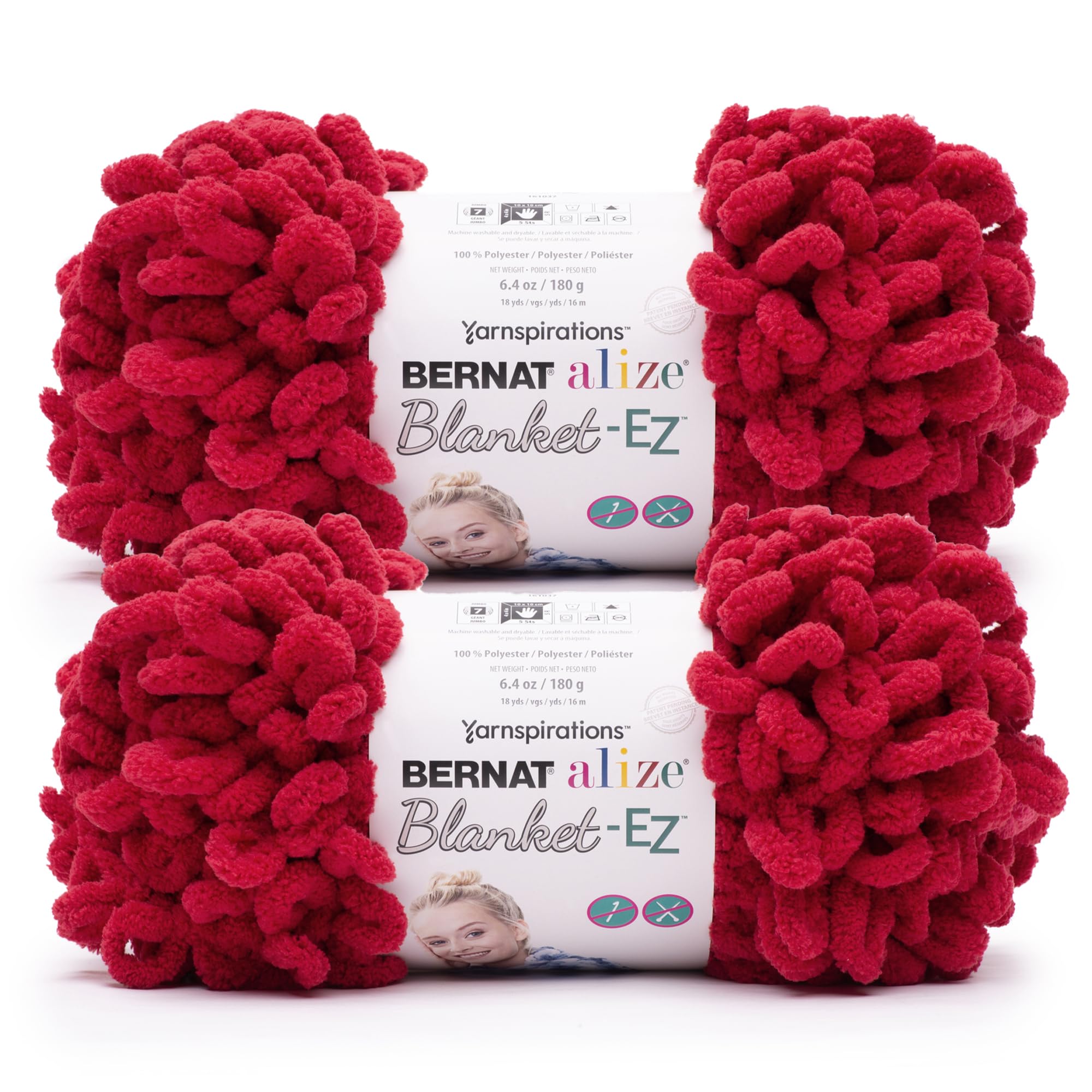 Amazon.com: Bernat Alize Blanket Crimson Yarn - 2 Pack of 180g/6.4